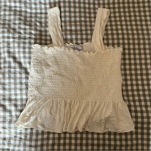White Smocked Ruffle Top